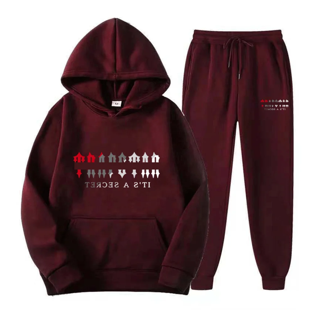 Custom Sportswear Unisex Hoodie and Sweat Pants Set Polyester Cotton Cheap Hoodie Set Men Jogging Two Piece Set Hoodie