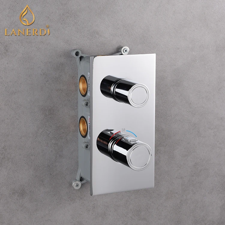  Dual Lever Wall Mounted Thermostatic Italian Bath Shower Mixer Taps With 8