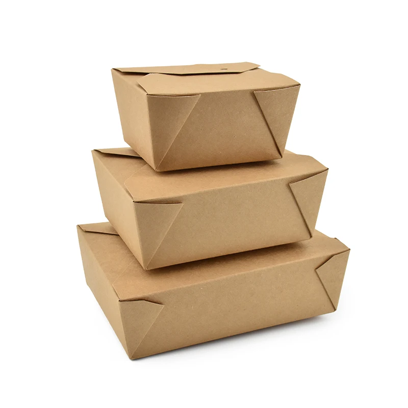 Disposable Food Container Biodegradable Food Packaging Boxes Takeway Food Box Brown Kraft Paper Lunch Box