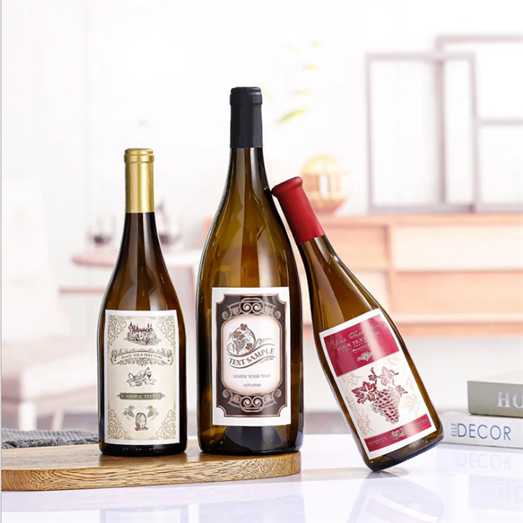 750ml Glass Wine Dispenser High Color Sealed Empty Wine Bottle with Hot Stamping Screw Cap Seal for Wine Cabinet Ornament