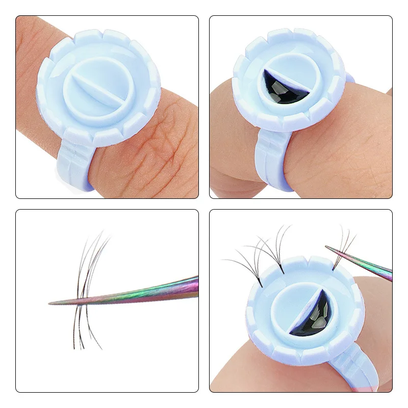 Wholesale 50Pcs Eyelash extension tools Tattoo cup Disposable Plastic Eyelash Glue Holder For Eyelash Extension Glue Rings