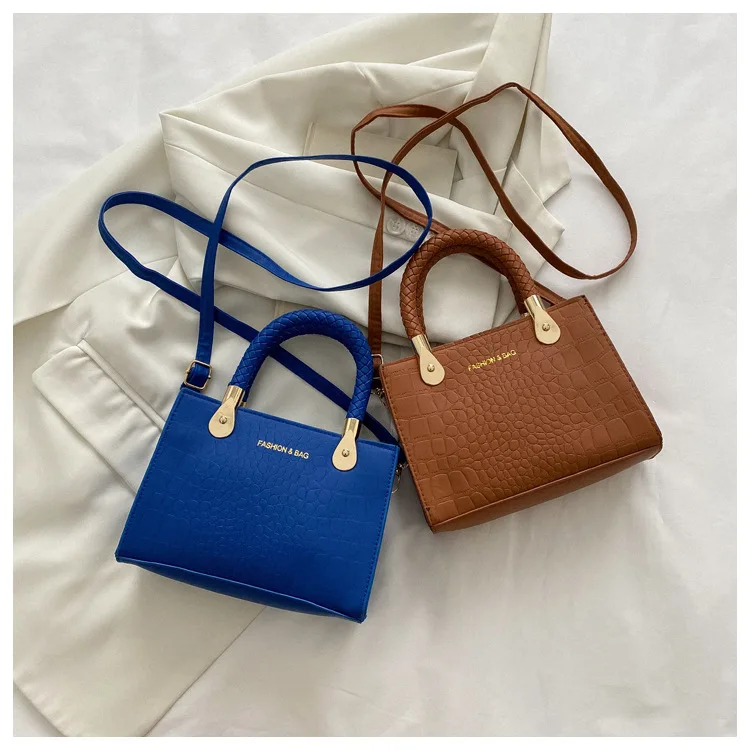 2024 New Stone Small Square Bag Trend Fashion Texture Female Foreign Style Handbag Woven Cross Body Bag High Quality Hot-Selling