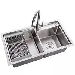 JINGJIANG high grade Stainless Steel custom sink Double Bowl topmount Handmade Kitchen Sink