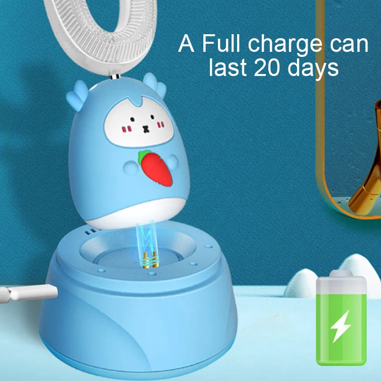 
 Automatic Oral Fresh Cute Cartoon Design 1-3-6-12 Years-Old Baby Kids U Shape Toothbrush Electronic  