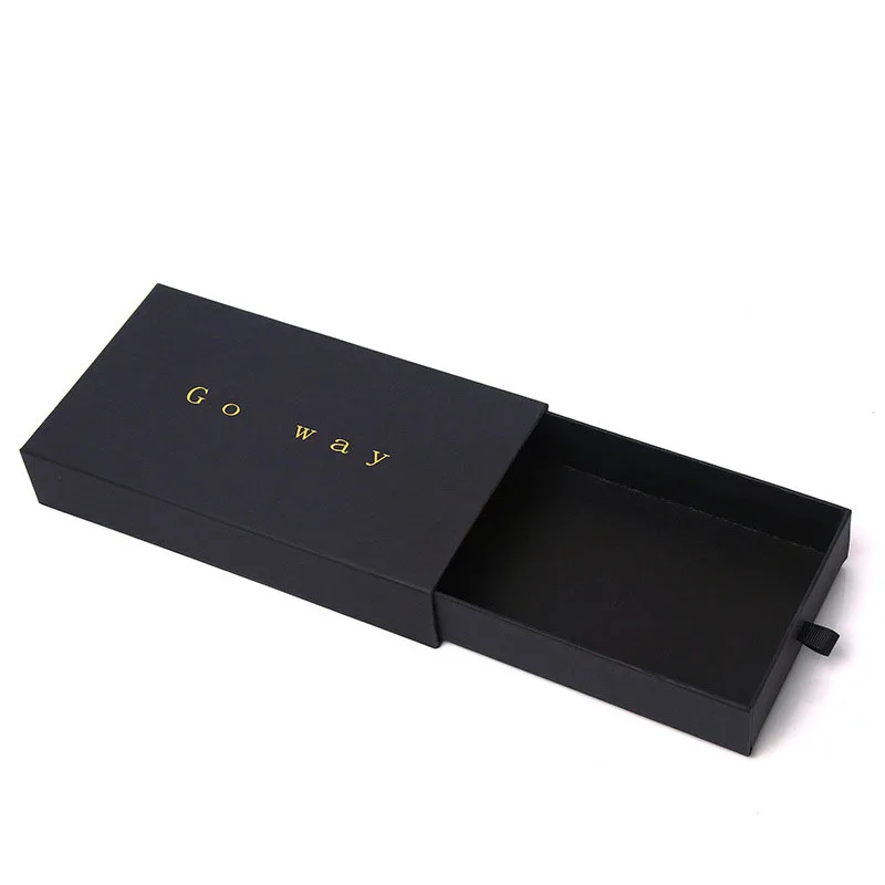 Wholesale Custom Logo Luxury Black Paperboard Drawer Box Eyelashes Cosmetics Artificial Nails Press On Nails Packaging Paper Box