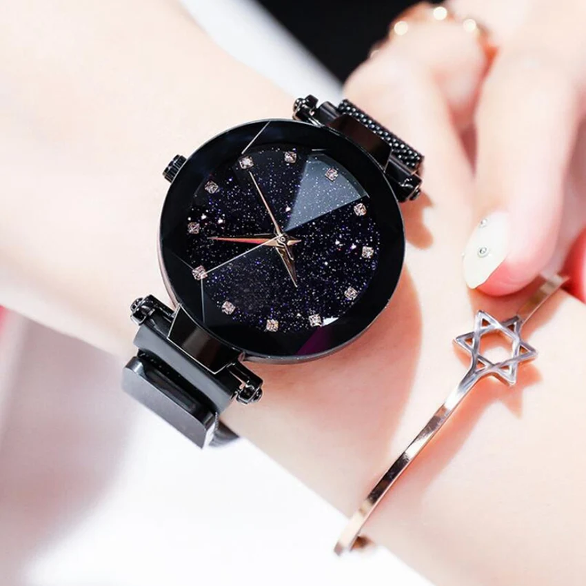 
Fashion Starry Sky Women Watches Magnet Buckle Stylish Rose Gold Female Casual Quartz Wristwatch Unique Lady Girls Clock Gift 