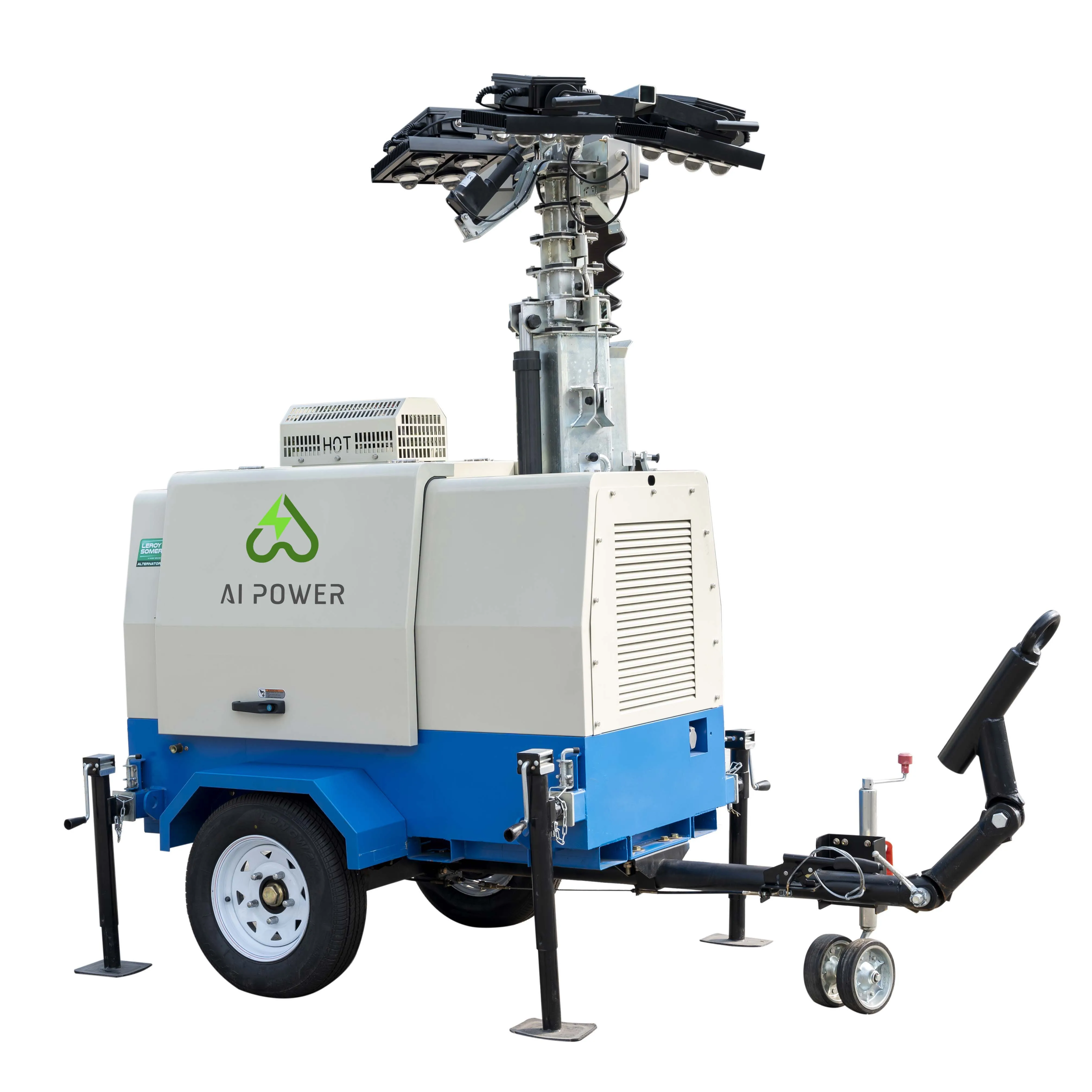 4x1000w Mobile Light Tower Diesel Generator with EPA engine Manual 7m mast GFCI Socket