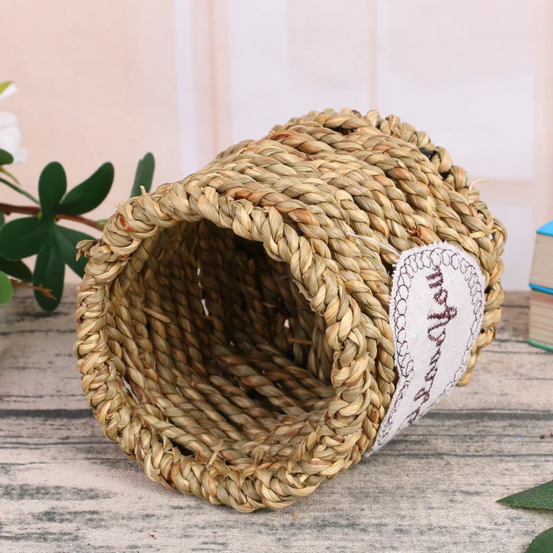 straw grass rope basket wholesale handmade braid straw grass rope woven flower gift basket with plastic liner and handle