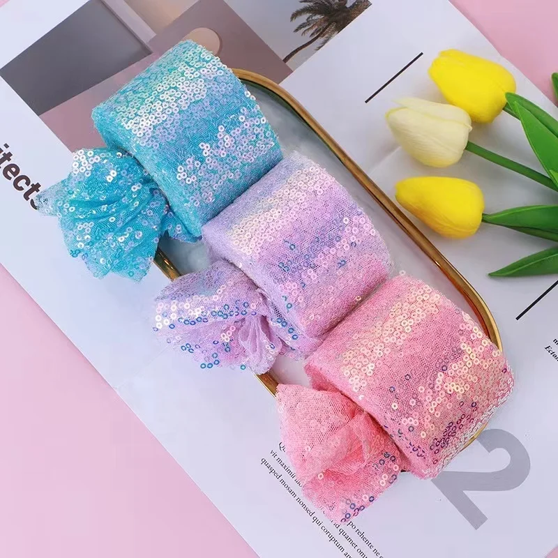 6/7.5/10/12cm Width 9m Per Roll Tangled Mesh Embroidery Sequin Tulle Lace