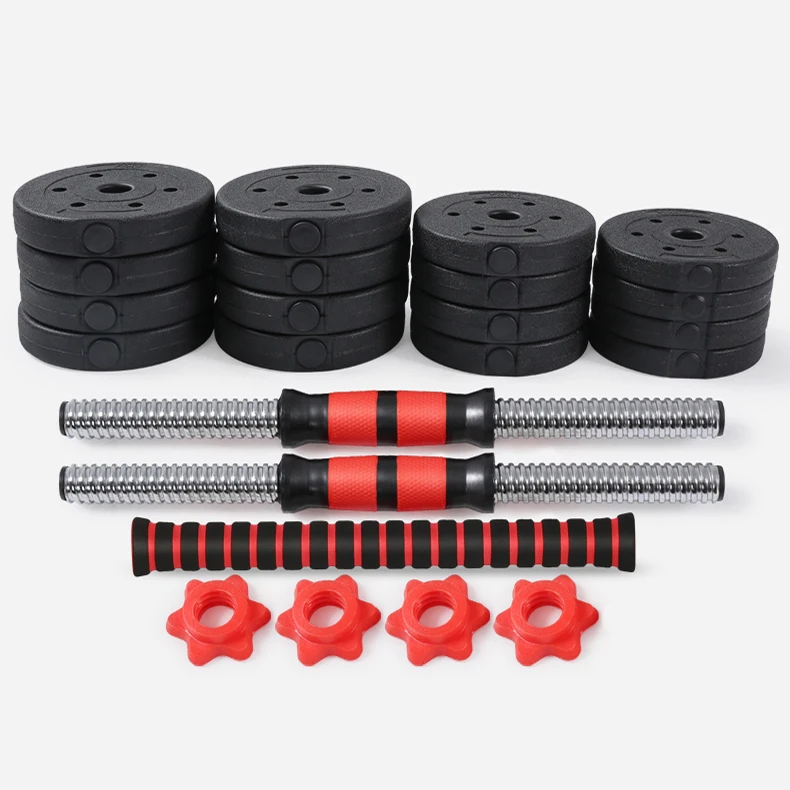 Hot selling gym fitness 10kg 20kg 30kg 50kg adjustable Cement  exercise dumbbell set for Weight lifting