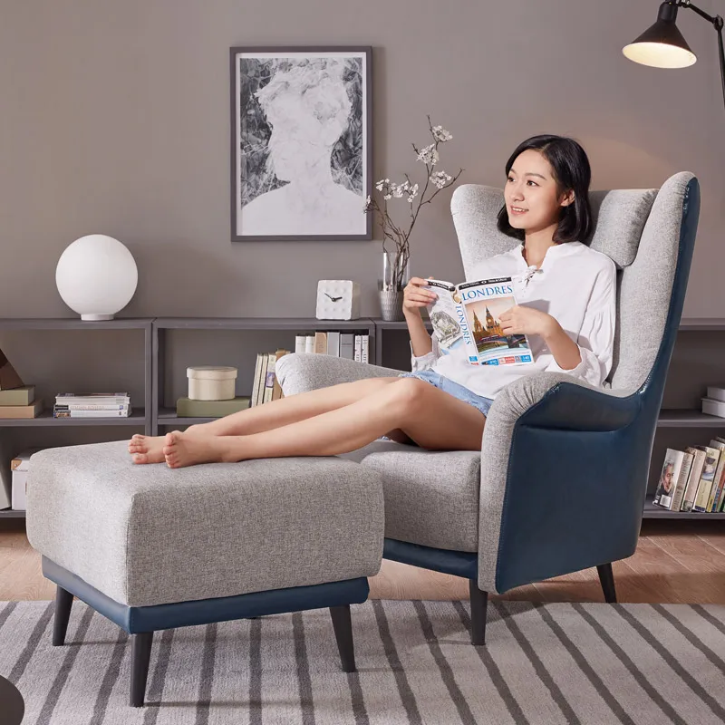 Linsy Акция Тиковый черный бархатный Одноместный отдых с оттоманкой большие акцентные стулья RAE1Q