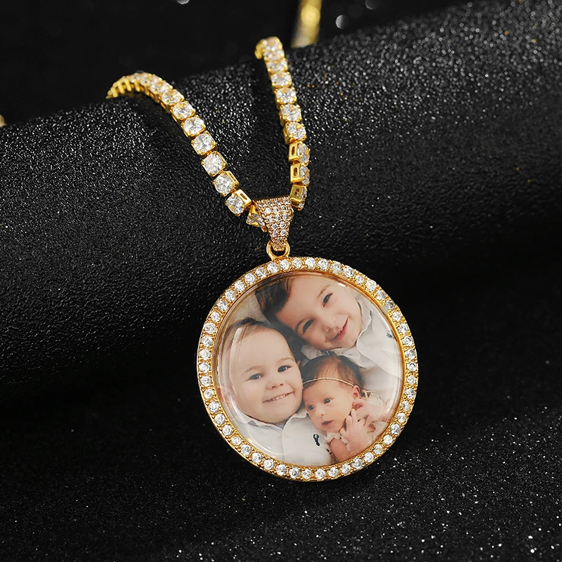 Custom Photo Initial Disc Zircon Necklace Trendy Necklace 2021 Stainless Steel Necklace Woman
