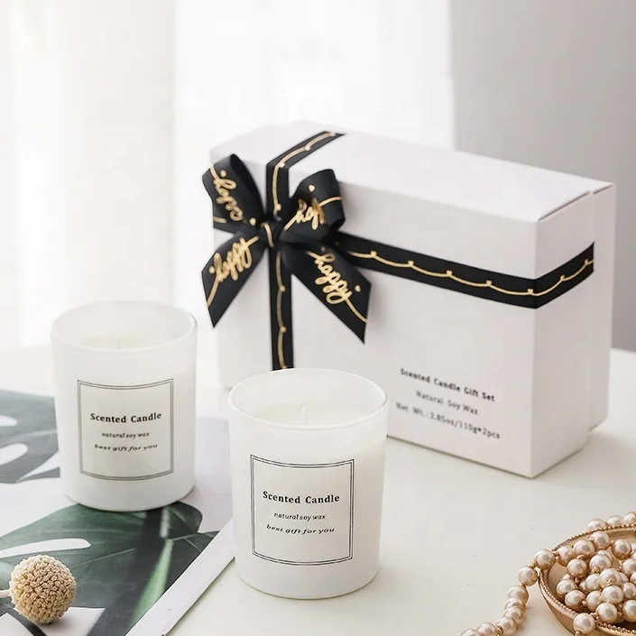 Factory Wholesale Customized Logo And Package Popular Glass Jar Scented Soy Candles Set With Scents For Home Decoration Gift