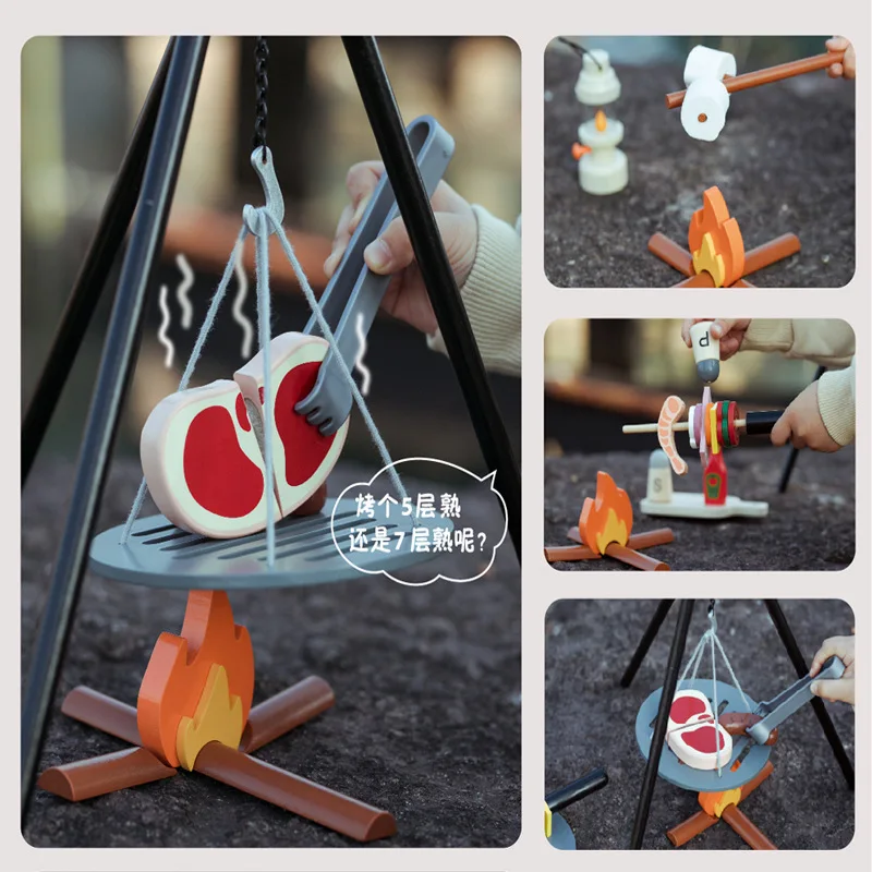 Заводские детские игрушки Забавный Деревянный кухонный набор для ролевых игр и кемпинга безопасный костер игрушка пикника детей