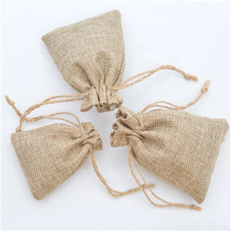 7x9cm 8x11cm Burlap Fabric Bag Jute Hemp Bags Wholesale Pouches jute burlap bags drawstring with logo