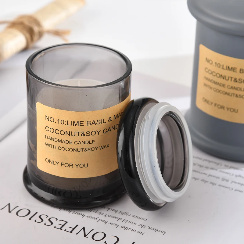 Reasonable Price 120ml Brown Geo Cut Glass Candle Jar With Lid For Candle Making