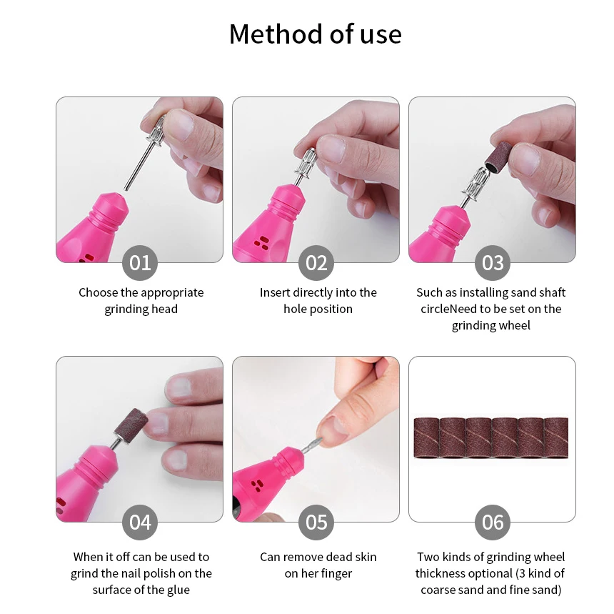  Personal Care Nail Suppliers Electric Drill File Machine Manicure Pen 6 Bits Equipment And