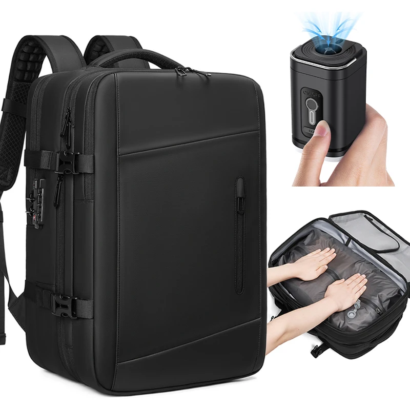 Expandable 17 Inch Laptop Backpack with USB Charging Port Vacuum Compression TSA Anti Theft Travel Airbag Backpack with Vacuum