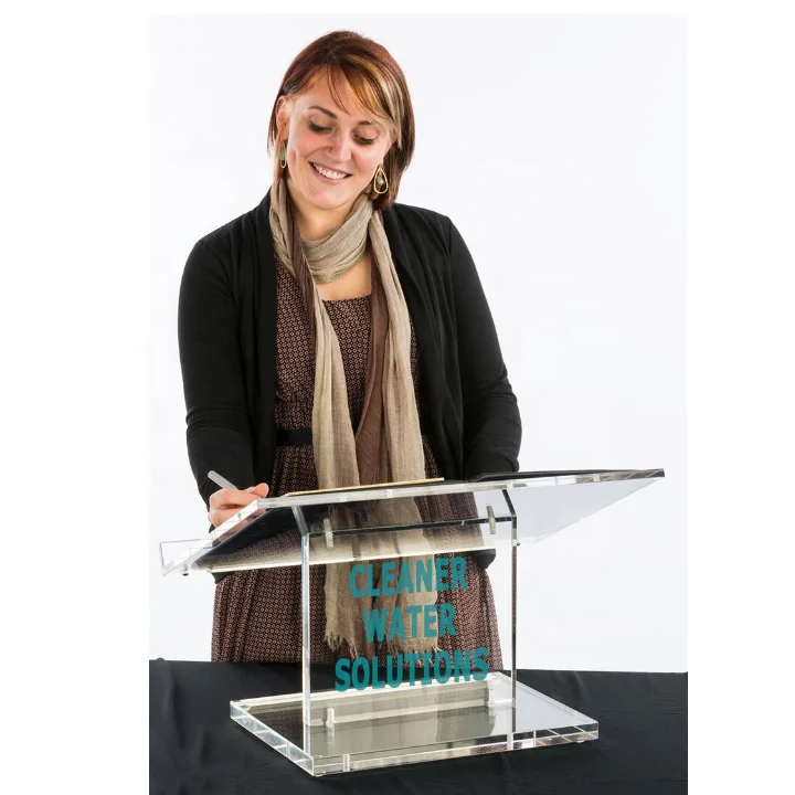 Desktop Clear Podium Stand Acrylic Pulpits Portable Presentation Podium Lectern