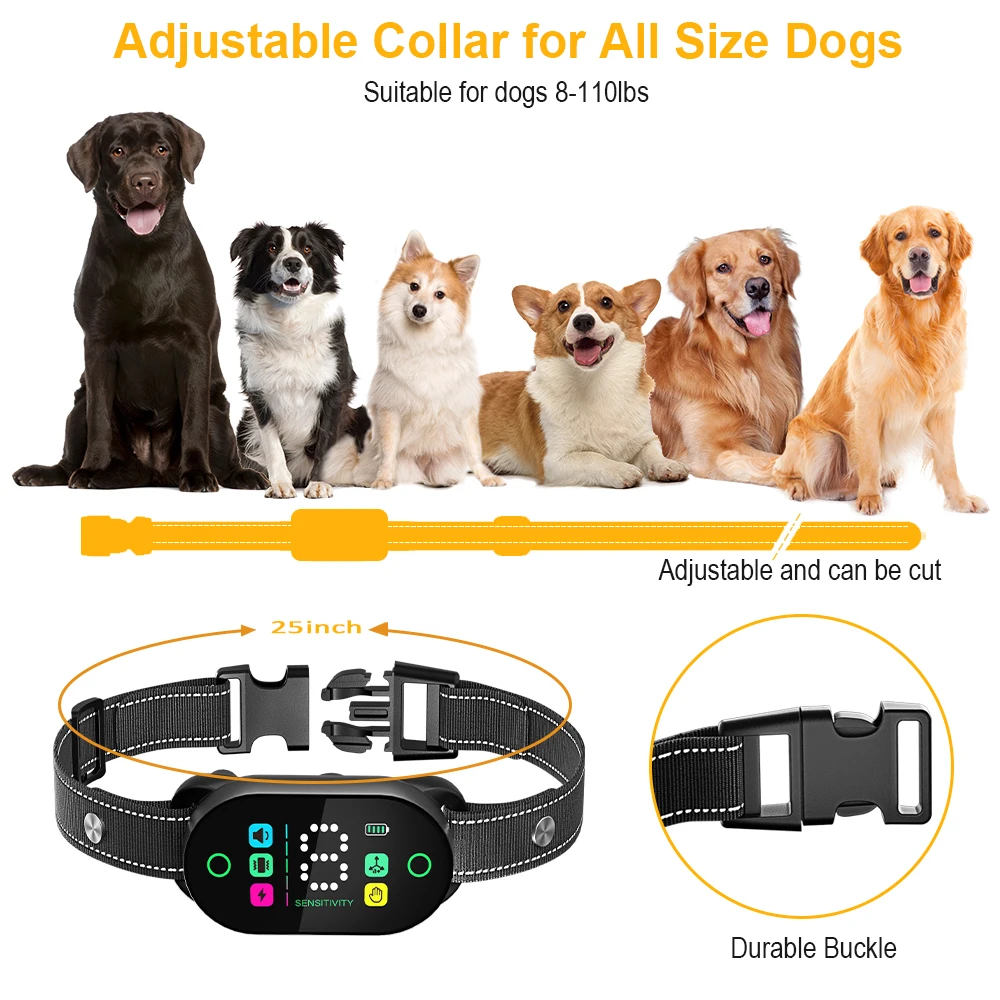 2024 Best Seller Pet Training Supplies Anti bark Collar Bark Control with 4 Anti-barking Modes