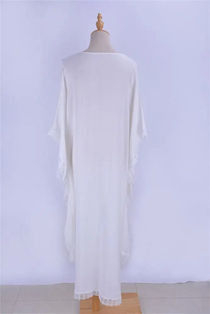 C3539 Women Casual Cover Ups Summer White Tunic Beach Kaftans Wholesale India