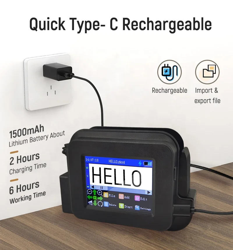 MINI Handheld Printer 12.7mm Time Date Counter QR code Bar code LOGO tij printer Chinese English