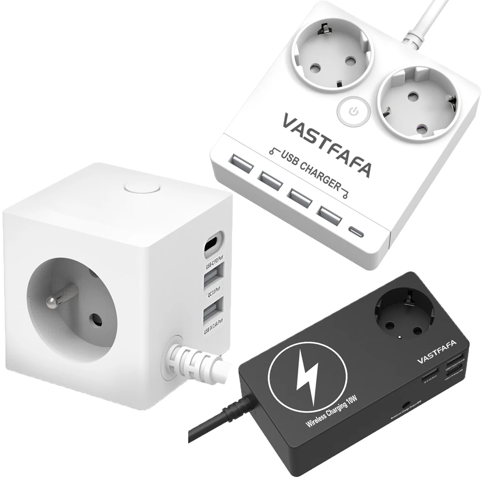 european schuko power board electrical plugs sockets desktop  usb switch smart power strip  extension socket