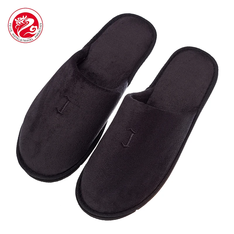 Reusable Washable Disposable black Hotel Slippers