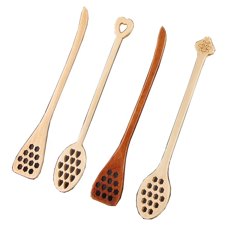 Wholesale wooden honey dipper environment-friendly honey dipper spoon
