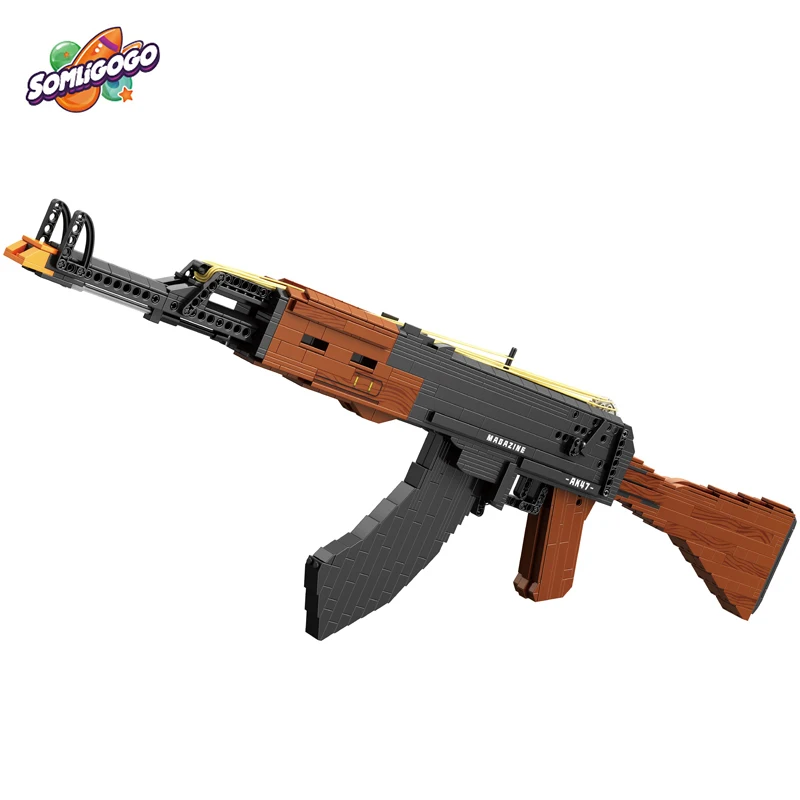 SL 1166PCS Sniper Rifle AK47 Military Weapon Model Building Blocks Sets Gun Toys