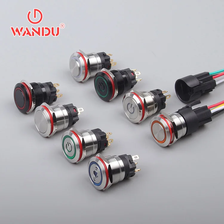 WD19A 19mm 7pin 5pin Car horn Doorbell button switch