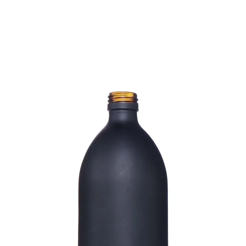 8oz 16oz 500ml Lotion Round Matte Black  Shampoo Glass Bottle with Liquid Soap Dispenser Stainless Steel Pump