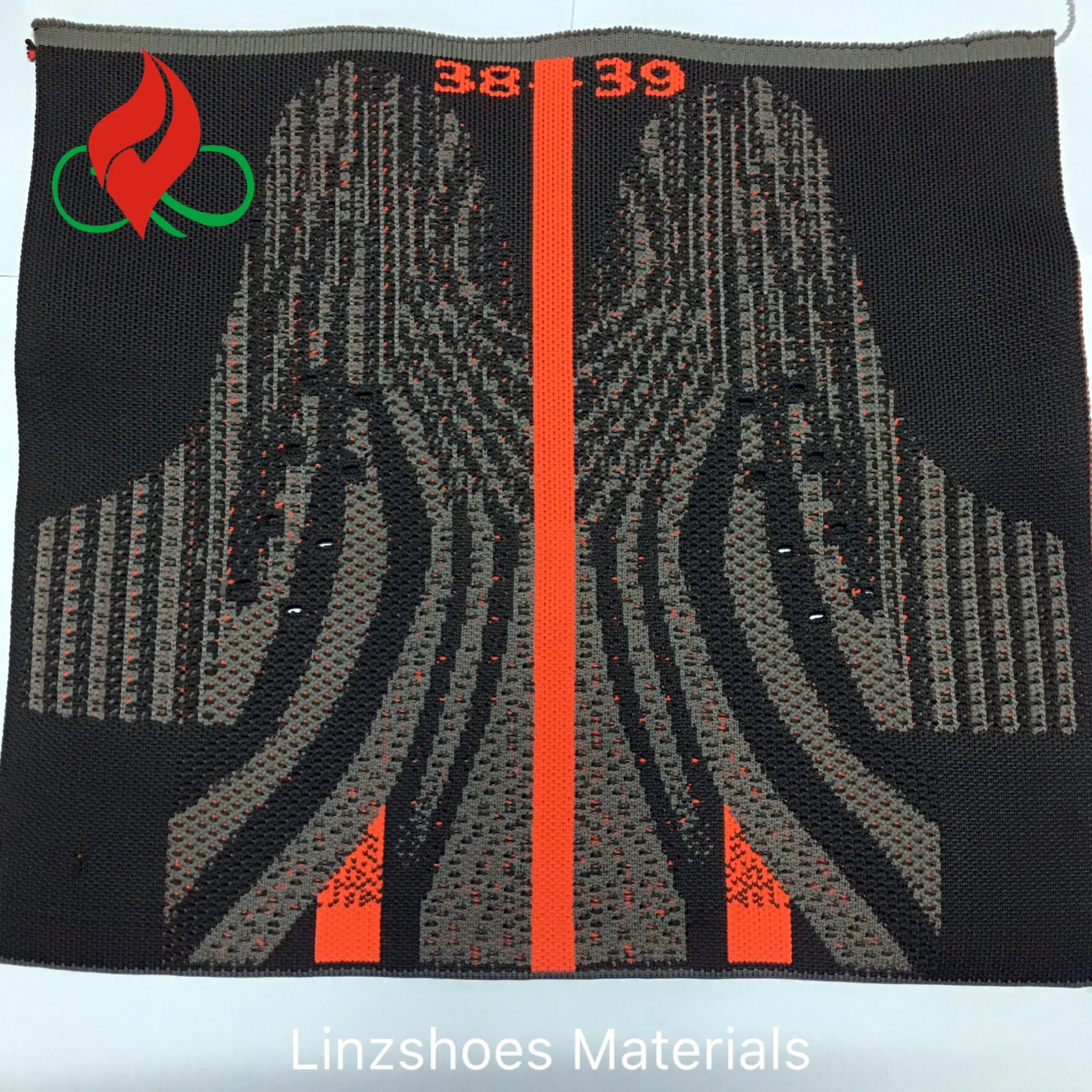  LNZ-F004 Plate1 темно-серый/оранжевый плетеный вамп дышащий трикотажный материал обуви растягивающиеся