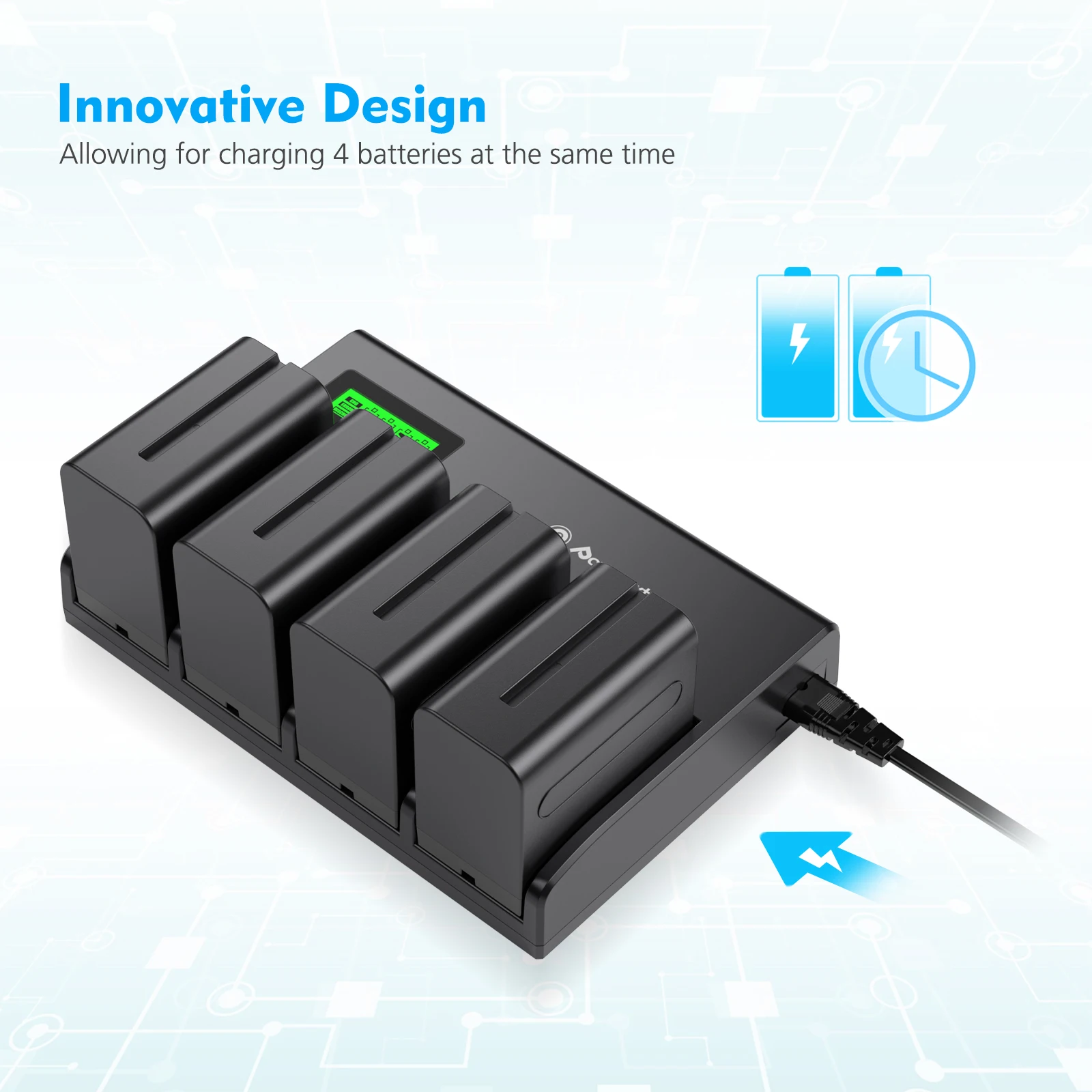 Universal 4 slot AC100-240V LCD Portable Digital Batteries Charger For So ny NP-F730 NP-F750 NP-F760 NP-F770