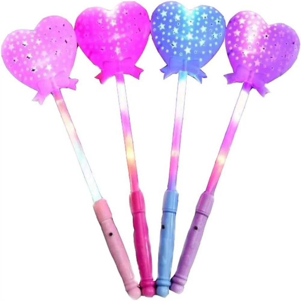 Heart Magic Sticks Toy Cheap LED Flashing Light Wand Party Birthday Christmas Decorations Plastic Girls Boys Princess Inspired