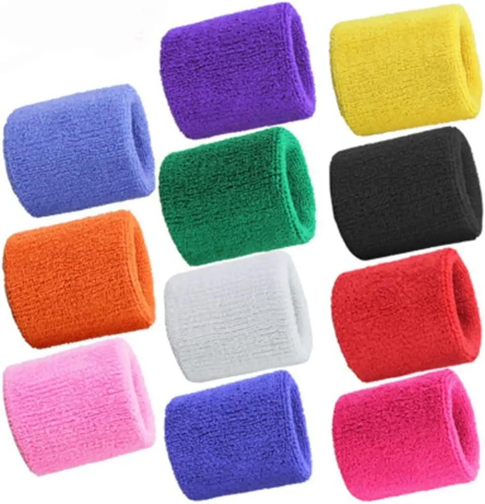 Colorful Cotton Wristband Sweat-absorbent Sweatband Wrist Sweat Band for various  Sports
