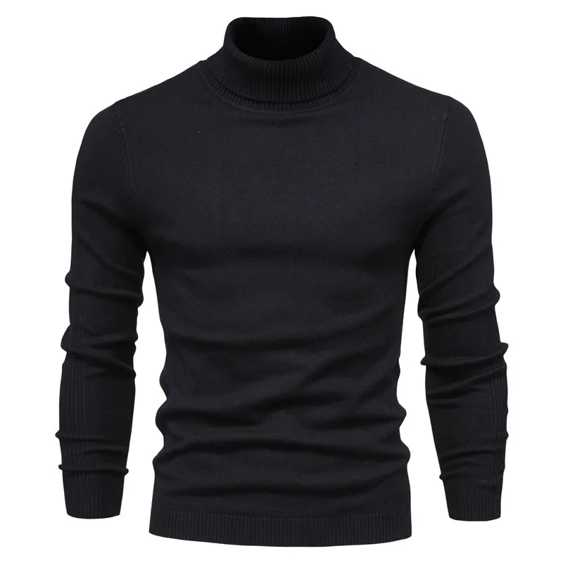 2024 Hot Sweater Men Cotton Pullover Turtleneck Warm Knitted Fashion Men Clothes Knit Sweater