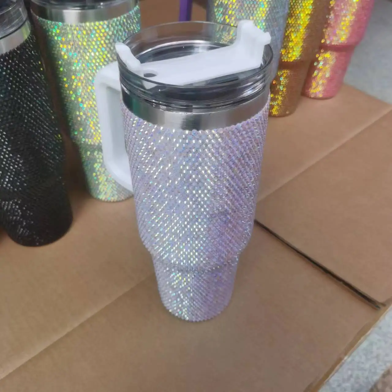 Factory Wholesale 40oz Bling Rhinestone Coffee Tumblers Rhinestone 40 oz Tumblers with Straw