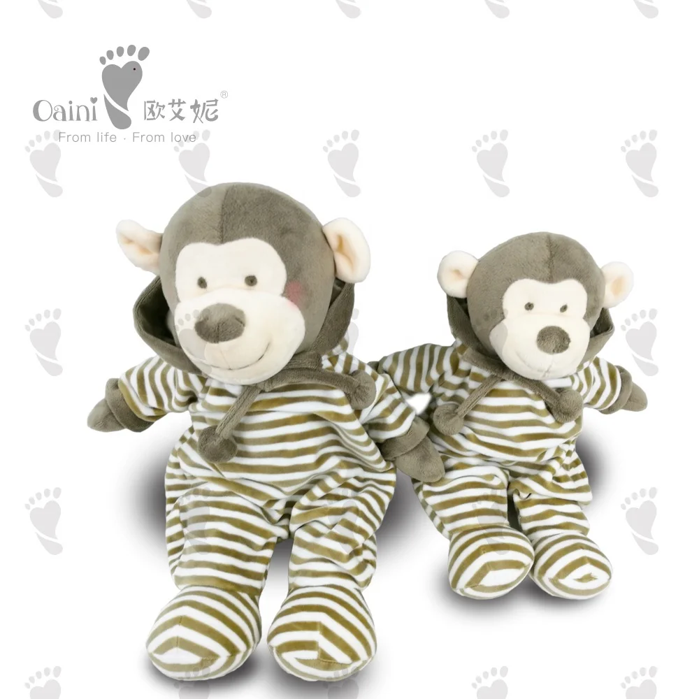 ODM OEM Azo Free Supplier Custom Soft Monkey Dolls Toys Lovely  Plush Striped Animal Toys Cheap Stuffed Monkey Toy