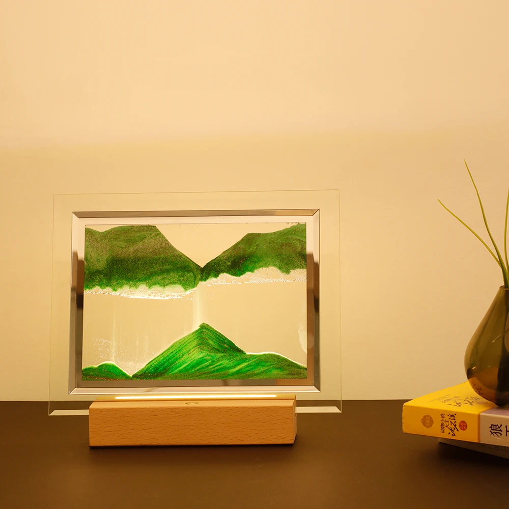 New Design Crystal Light Creative Quicksand Lamp 3D LED Flowing Sand Painting Decorative Table Lamp