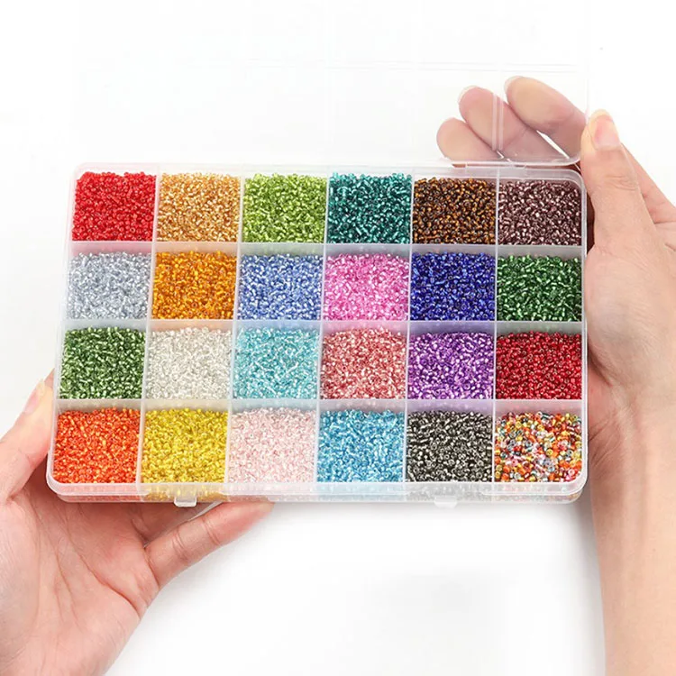 
24 grid 2mm silver-filled glass rice beads set diy bracelet beaded material 