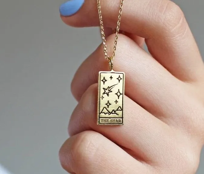 New Arrival Symbolic Necklace 18k Stainless Steel Gold Plated Horoscope Tarot Card Pendant Necklace With Initial Coin