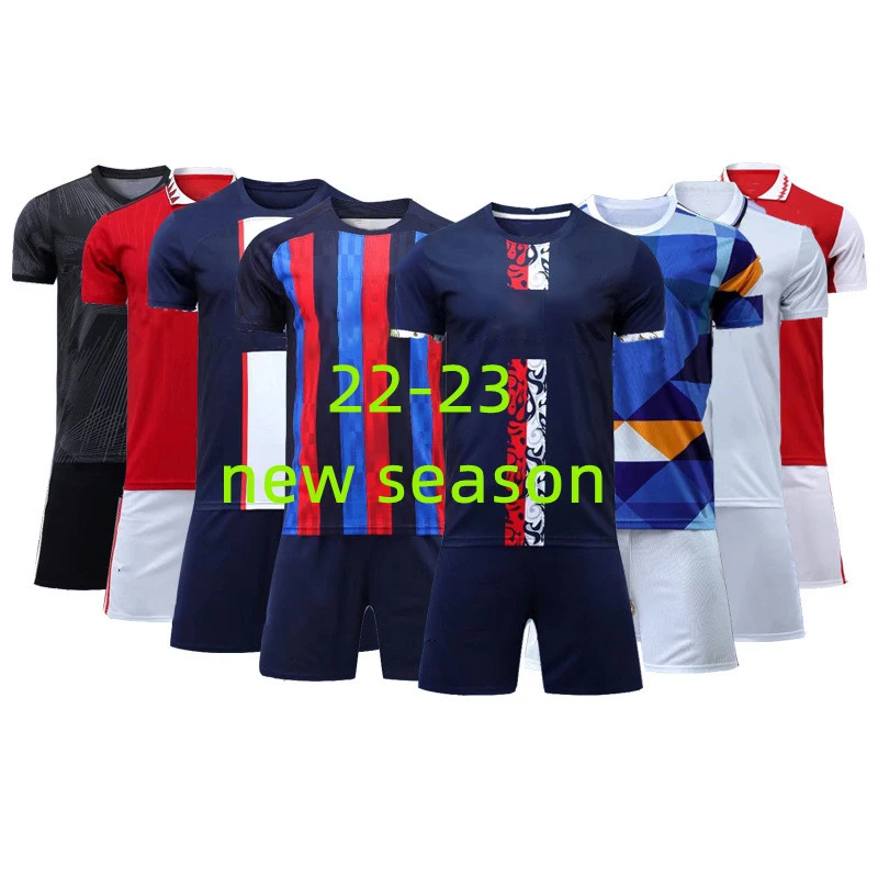 Wholesale 22 23 new style customizable trademark football jersey quick dry striped football jersey (1600512340162)