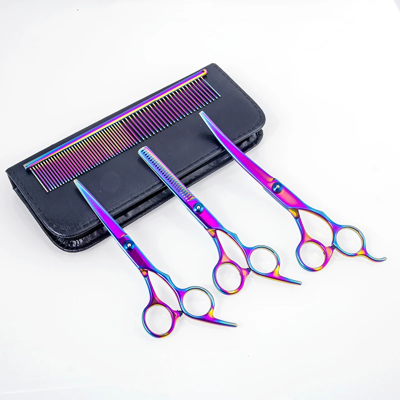 Pet Scissors Kit Stainless Steel SUS420 Dog Grooming Shears Kit Home Use Pet Cleaning Tools