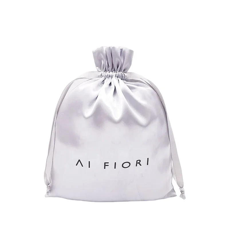 Manufacture Custom Satin Bags Logo Silk Bag Hair Bundles Pouches Satin Bags With Drawstings for Wigs