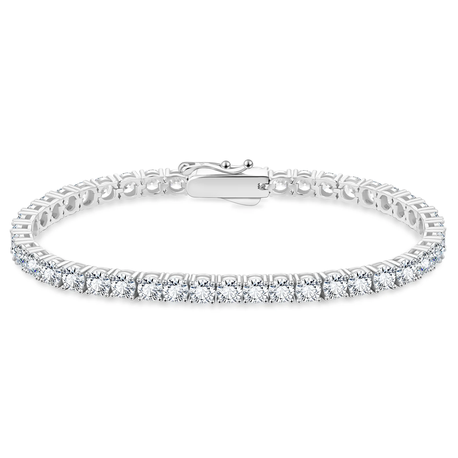 2mm 3mm Cubic Zirconia 925 Sterling Silver Bridal Wedding Jewelry 14K White Gold Plated Women Men Diamond 5A CZ Tennis Bracelet