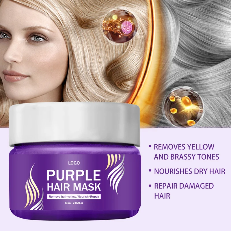Private Label Professional Blonde Purple Hair Mask Deep Repairing Dry Damaged Hair Purple Hair Mask
