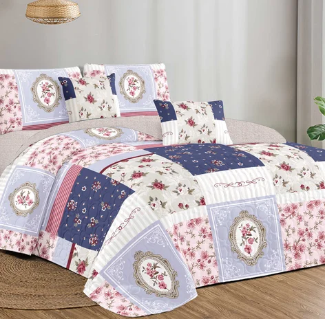 Stock Printed Ultrasonic Microfiber Quilt Bedding Set