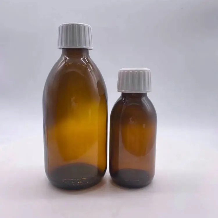 Shandong Factory Hot Sale 30ml 60ml  100ml 125ml 150ml 250ml 500ml Amber Glass Bottle For Syrup with aluminum screw cap