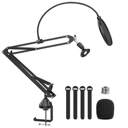 Professional Mic Stand Suspension Boom Scissor Arm stand Heavy Duty Clamp for Blue Yeti Snowball Recording Microphone Stand Desk